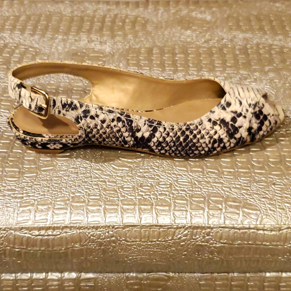Stuart Weitzman Pointed Open Toe Reptile Flats - image 5